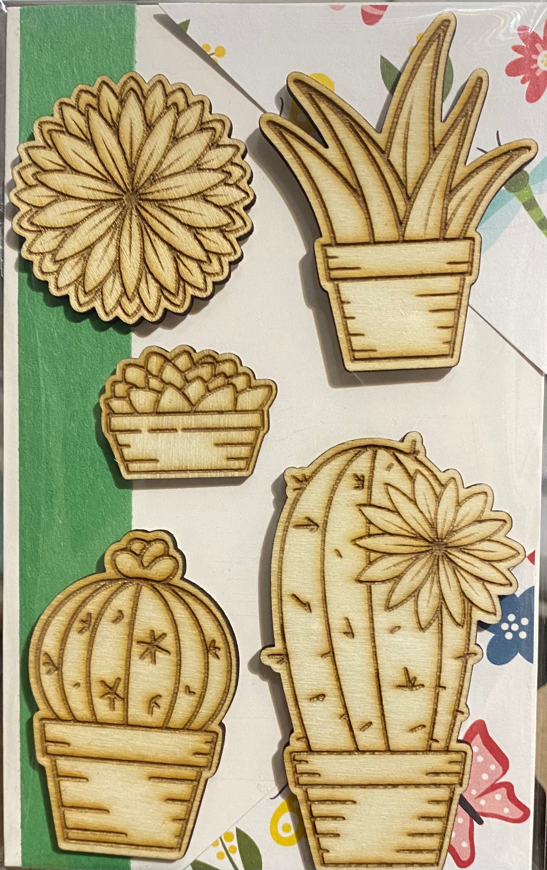 succulent glue Wooden Glue-on: Succulent Set