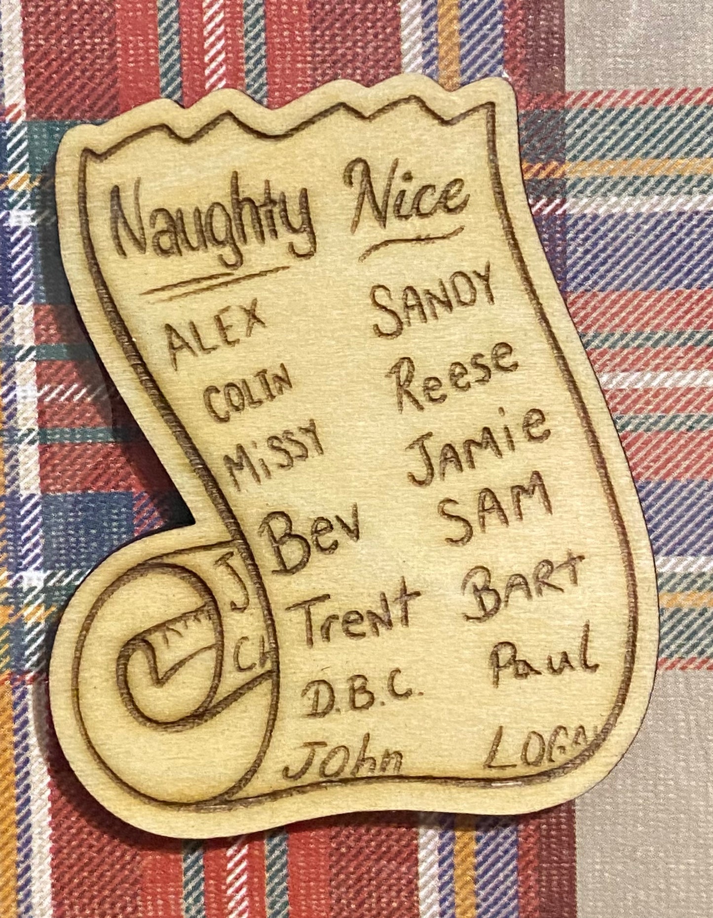 Wooden Glue-on: Christmas Naughty Nice List Ornament