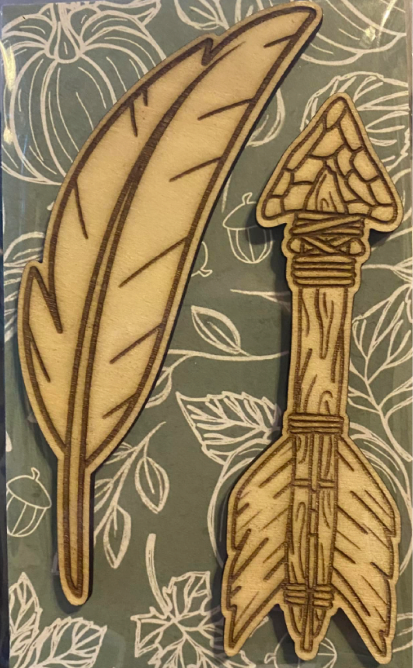 Wooden Glue-on: Feather and Arrow