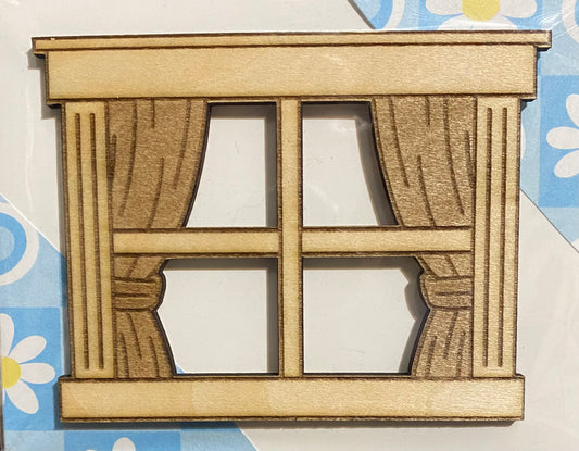 Window Frame: Small Window with Curtains