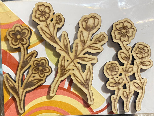 Wooden Glue-on: Flower Set