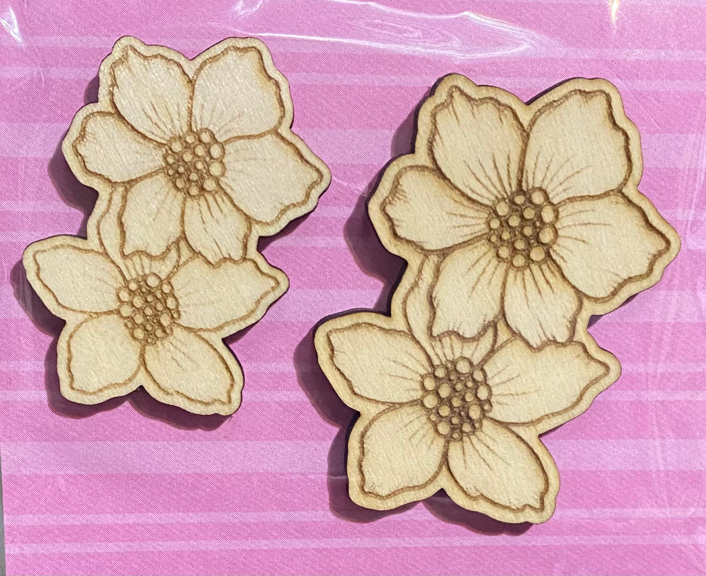 Wooden Glue-on: Double Flower Set