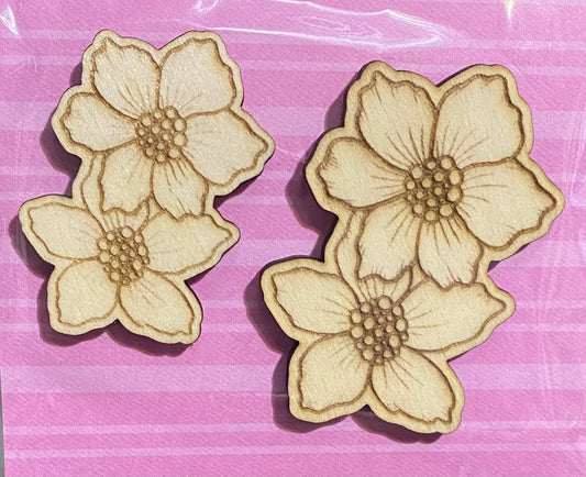 Wooden Glue-on: Double Flower Set