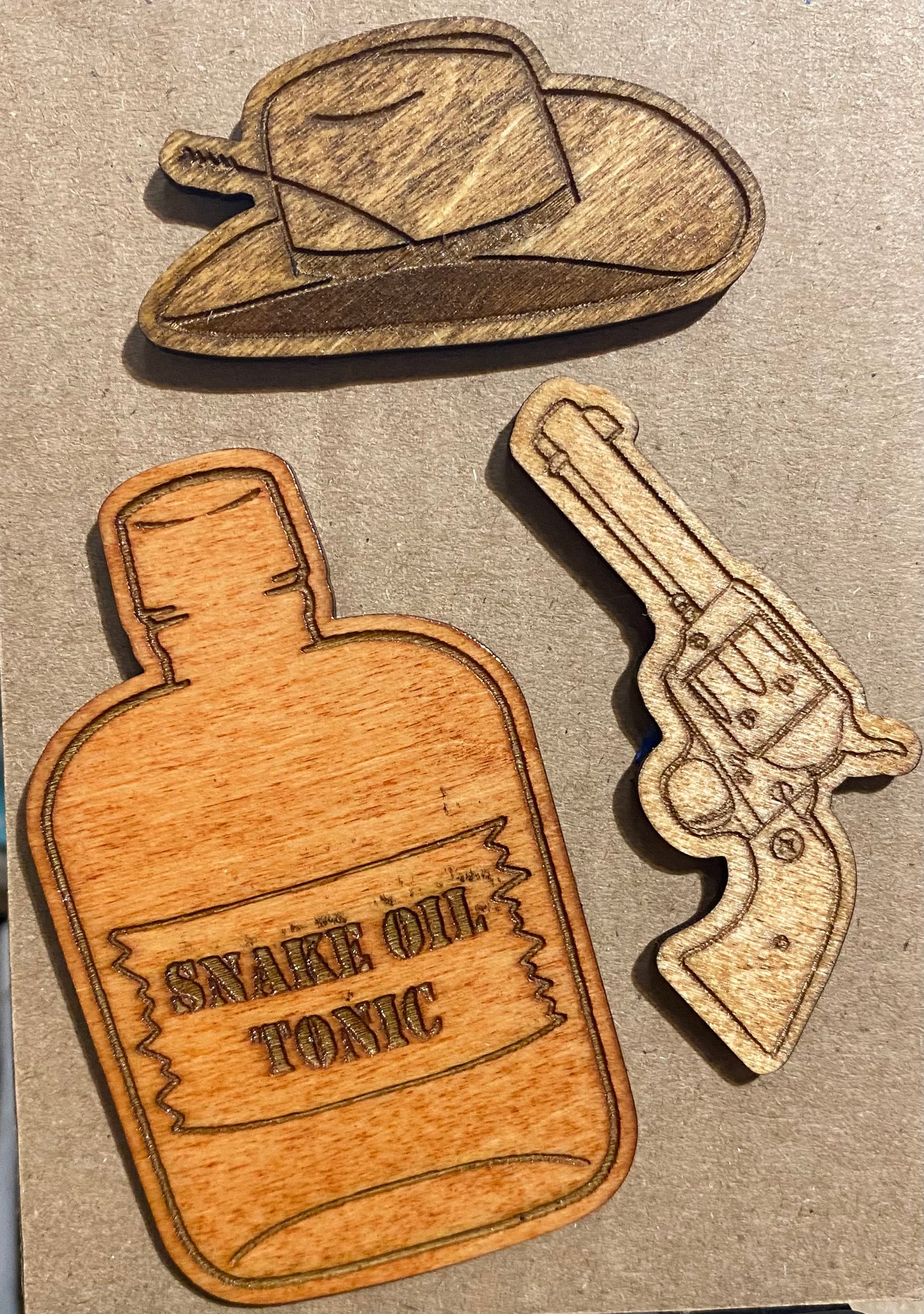 Magnet: Snake Oil Tonic, Cowboy Hat, Gun