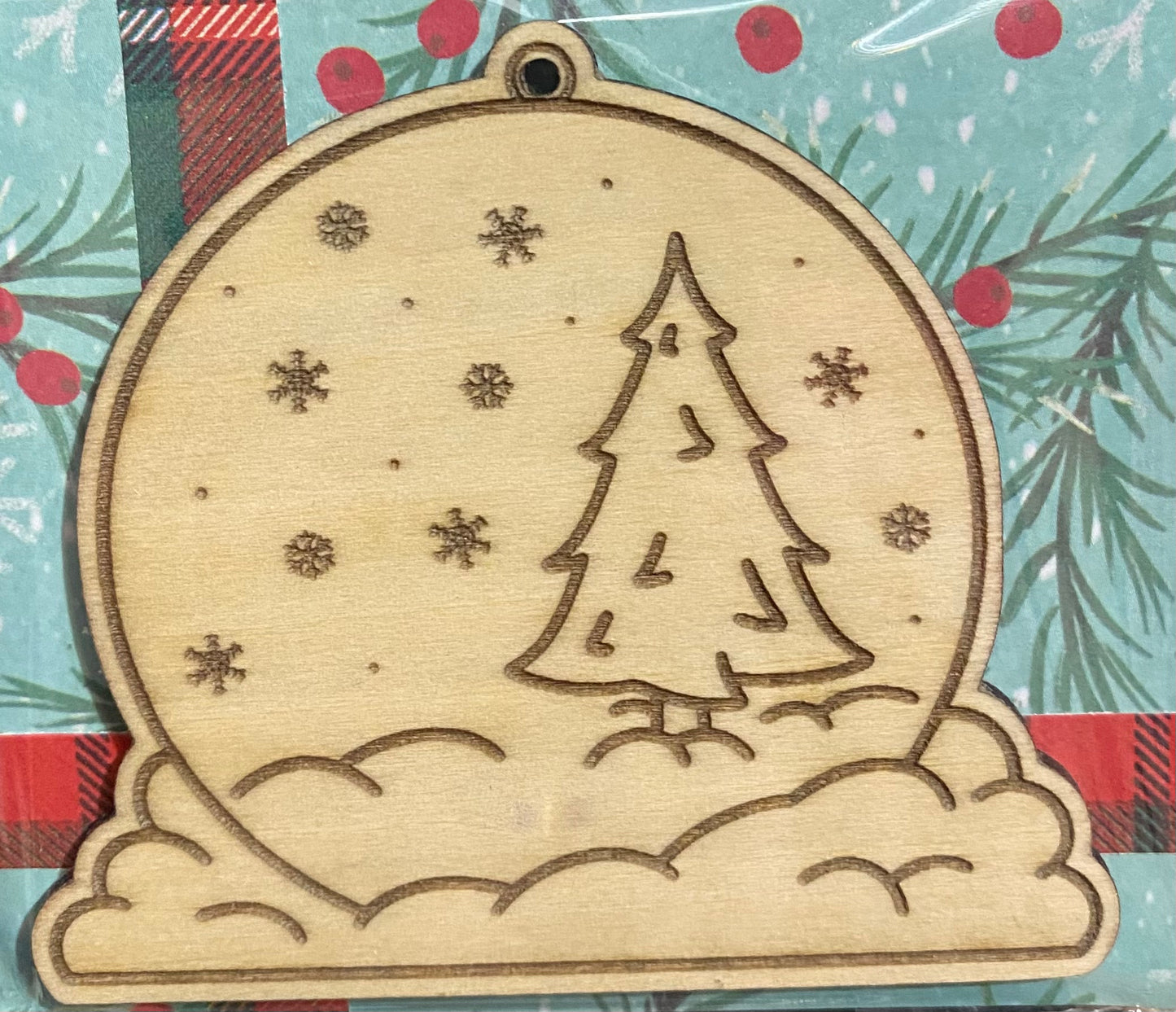 Wooden Glue-on / Dangler: Christmas Snow Globe Ornament
