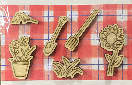 Wooden Glue-on: Gardening Accessory Pack