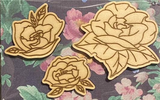 Wooden Glue-on: Rose Set